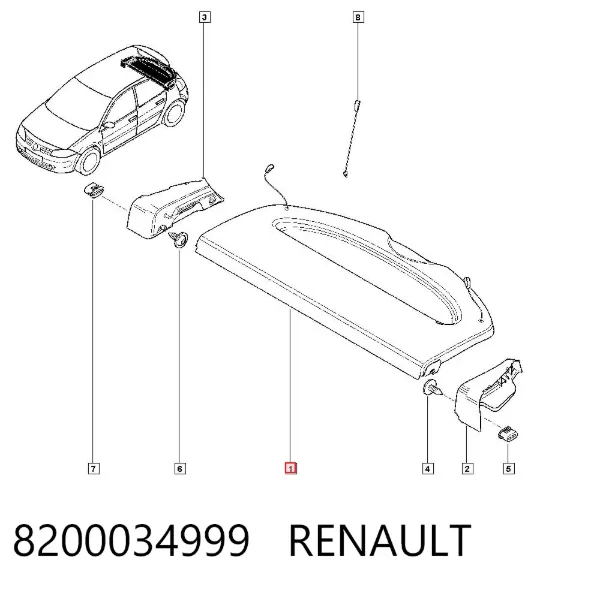 Prateleira de salão traseira 8200034999 Renault (RVI)