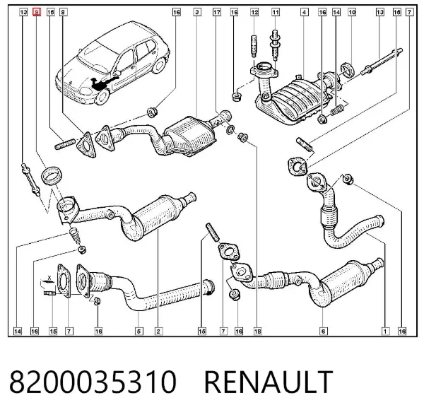 Vedante de tubo de admissão do silenciador 8200035310 Renault (RVI)