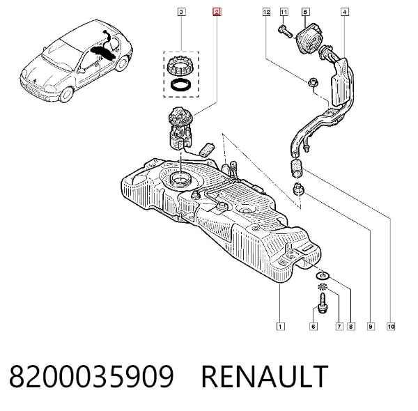 Sensor do nível de combustível no tanque 8200035909 Renault (RVI)