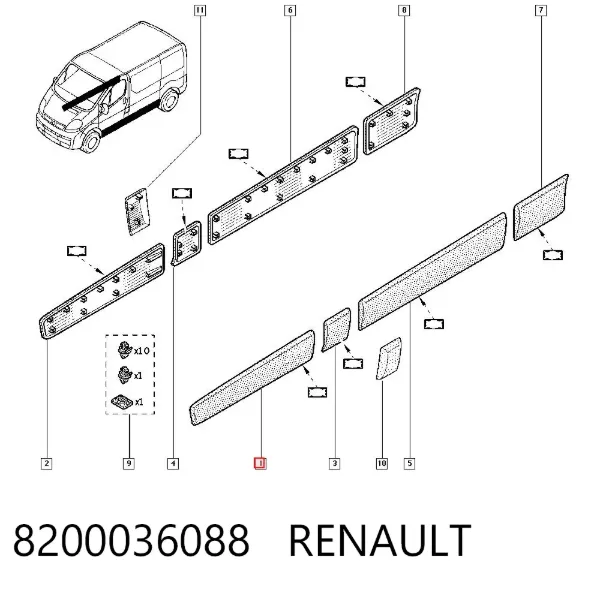 Placa sobreposta da porta dianteira esquerda 8200036088 Renault (RVI)
