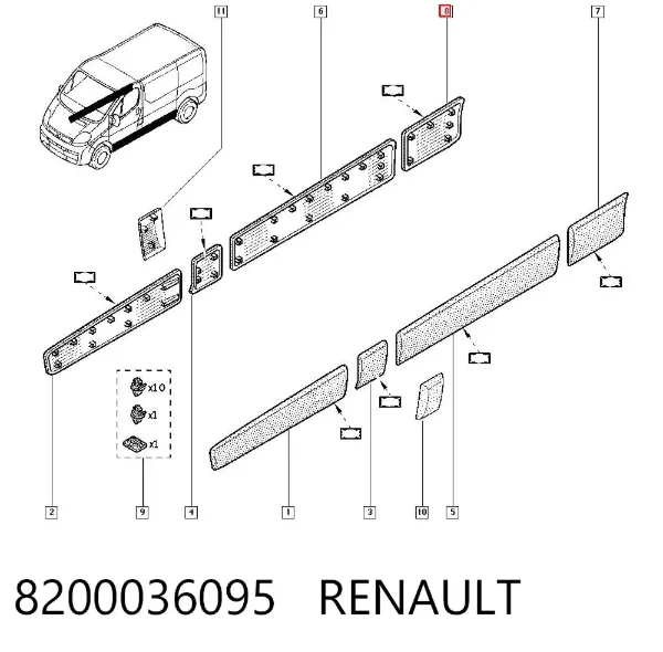 Moldura do pára-lama traseiro direito 8200036095 Renault (RVI)