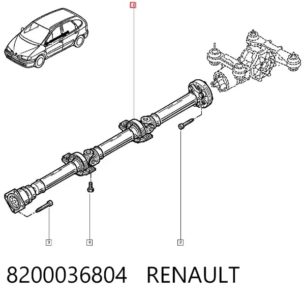 Junta universal traseira montada 8200036804 Renault (RVI)