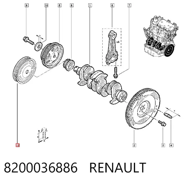 Polia de cambota 8200036886 Renault (RVI)