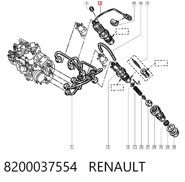 Injetor de injeção de combustível 8200037554 Renault (RVI)