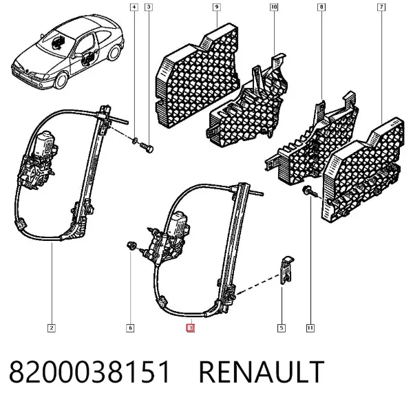 Mecanismo de acionamento de vidro da porta dianteira esquerda 8200038151 Renault (RVI)