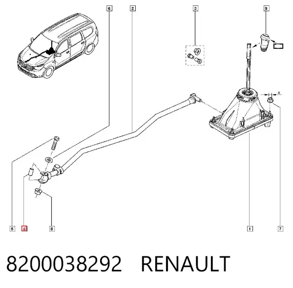Bucha do mecanismo de mudança (de ligação) 8200038292 Renault (RVI)