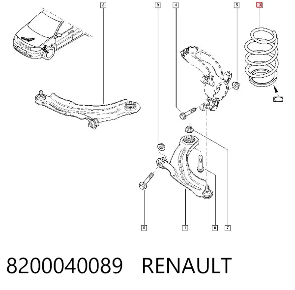 Mola dianteira 8200040089 Renault (RVI)