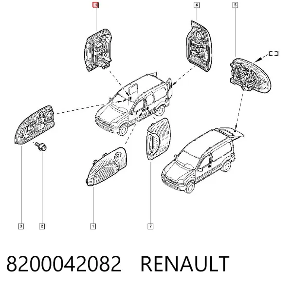 Maçaneta externa direita da porta traseira 8200042082 Renault (RVI)