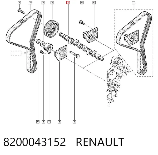 Árvore distribuidora de motor 8200043152 Renault (RVI)