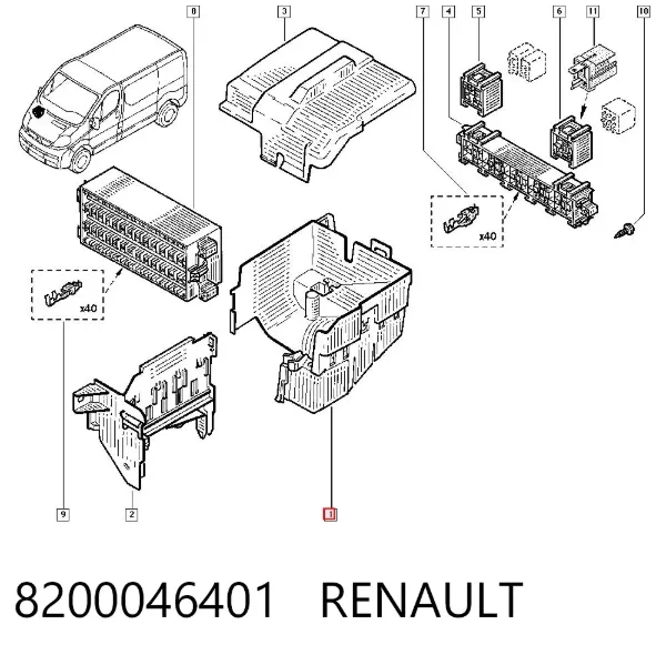 Caixa de unidade de dispositivos de segurança 8200046401 Renault (RVI)