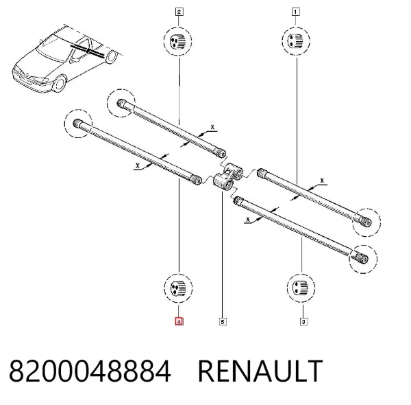 Barra de torção traseira direita 8200048884 Renault (RVI)