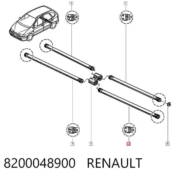 Barra de torção traseira esquerda 8200048900 Renault (RVI)