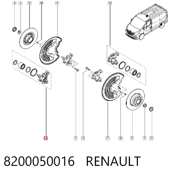 Pino moente (extremidade do eixo) traseiro direito 8200050016 Renault (RVI)