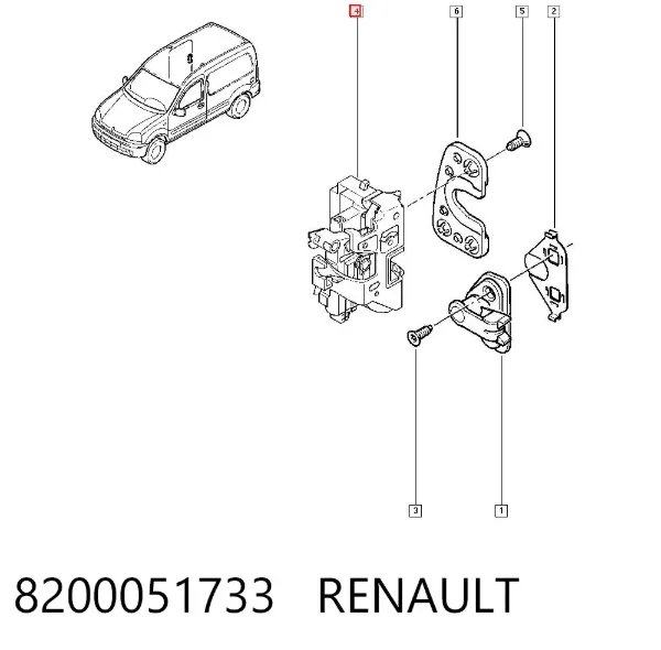 Fecho da porta lateral deslizante direita 8200051733 Renault (RVI)