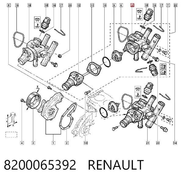 Caixa do termostato 8200065392 Renault (RVI)