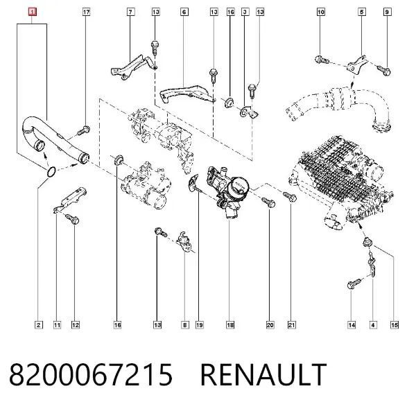Cano derivado de ar, entrada de filtro de ar 8200067215 Renault (RVI)