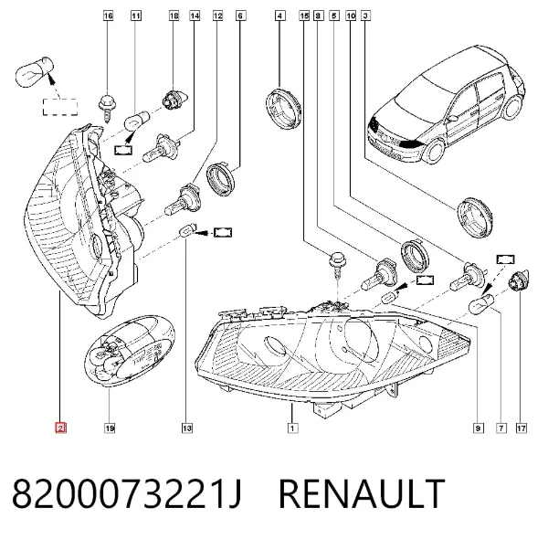Luz direita 8200073221J Renault (RVI)