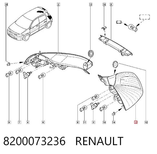 Lanterna traseira esquerda 8200073236 Renault (RVI)