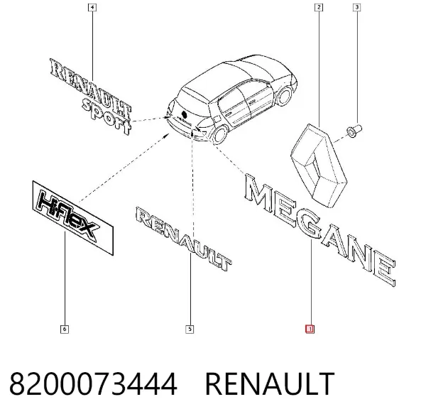 Emblema de tampa de porta-malas (emblema de firma) 8200073444 Renault (RVI)