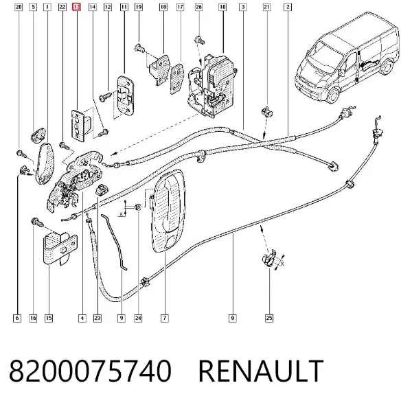 Limitador da porta deslizante, na carroçaria superior 8200075740 Renault (RVI)