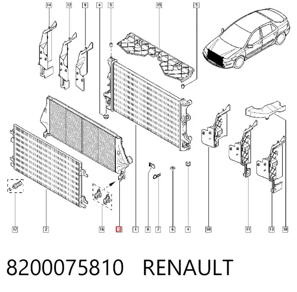 Radiador de intercooler 8200075810 Renault (RVI)