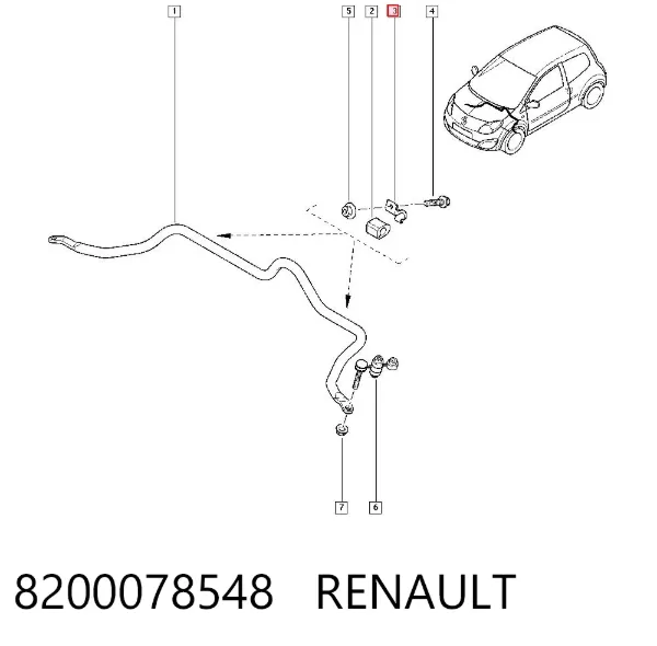 Braçadeira de fixação da bucha de estabilizador dianteiro 8200078548 Renault (RVI)