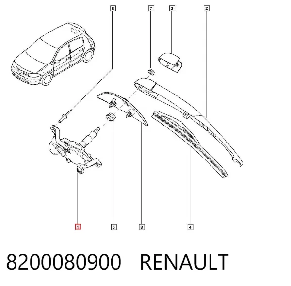 Motor de limpador pára-brisas de vidro traseiro 8200080900 Renault (RVI)