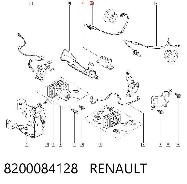 Sensor ABS traseiro 8200084128 Renault (RVI)
