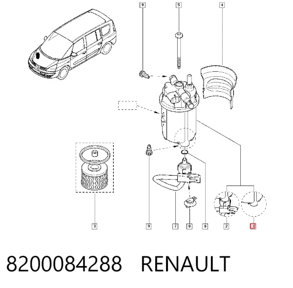Caixa de filtro de combustível 8200084288 Renault (RVI)
