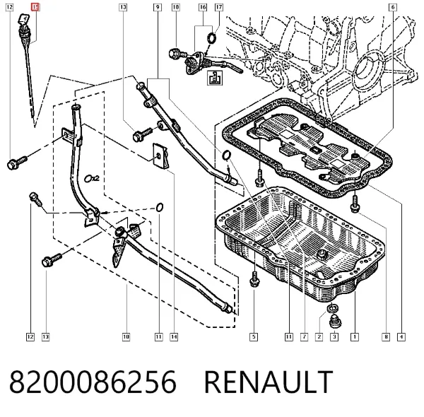 Sonda (indicador) do nível de óleo no motor 8200086256 Renault (RVI)