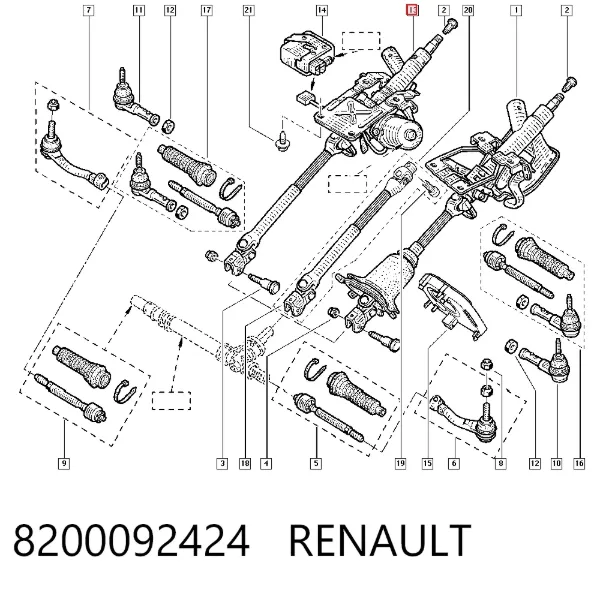 Coluna da direção 8200092424 Renault (RVI)