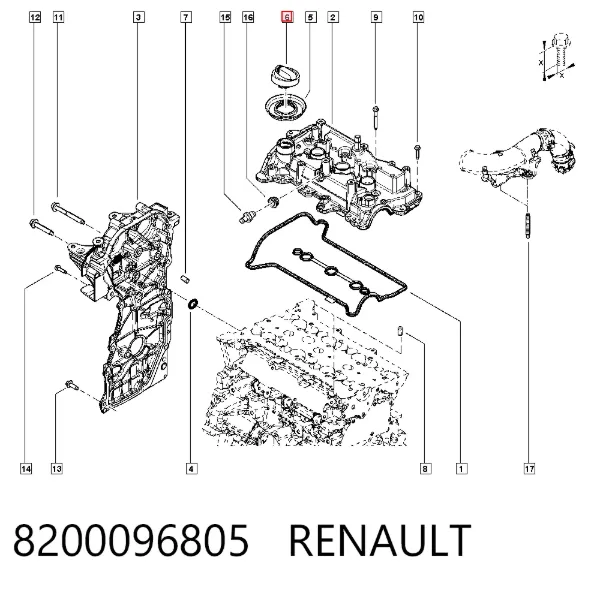 Tampa do gargalho de enchimento de óleo 8200096805 Renault (RVI)