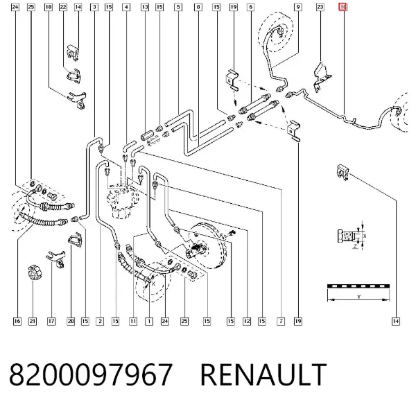 Tubo do freio traseiro esquerdo 8200097967 Renault (RVI)