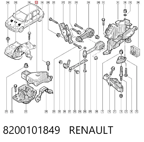 Consola de coxim (apoio) direita de motor 8200101849 Renault (RVI)