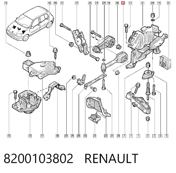 Coxim (suporte) traseiro de motor 8200103802 Renault (RVI)