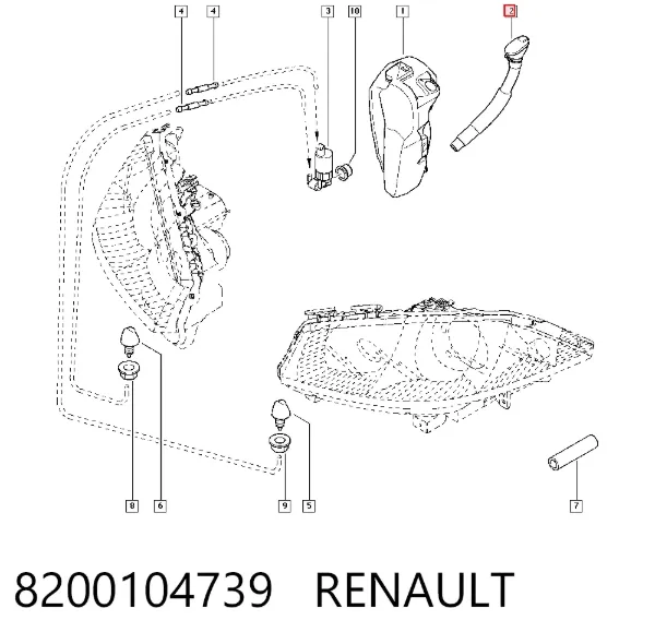 Gargalo do tanque de fluido para lavador 8200104739 Renault (RVI)