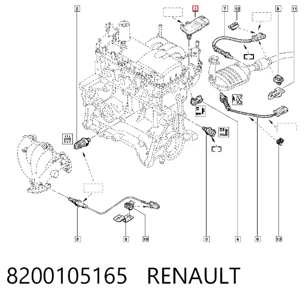 Sensor de pressão no coletor de admissão, MAP 8200105165 Renault (RVI)