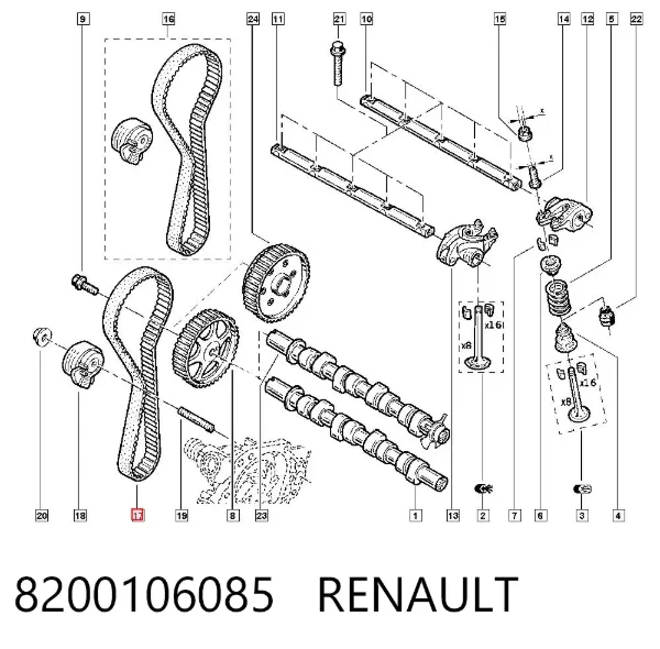 Correia do mecanismo de distribuição de gás 8200106085 Renault (RVI)