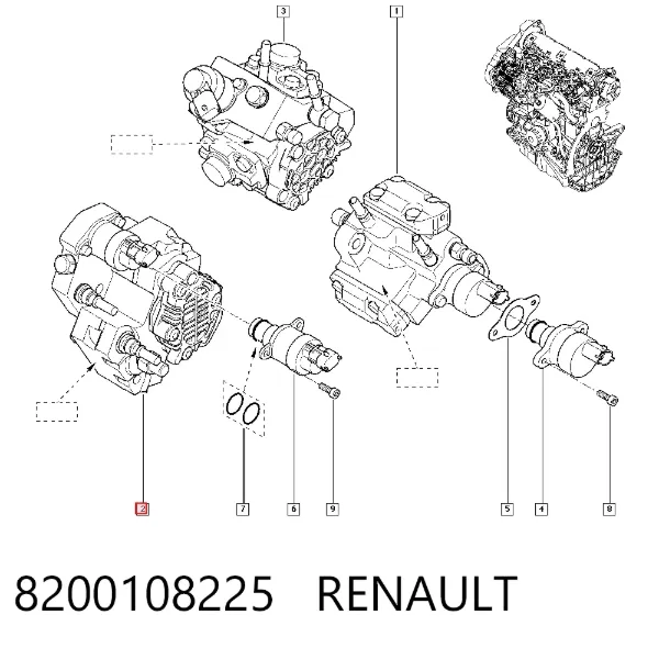 Bomba de combustível de pressão alta 8200108225 Renault (RVI)