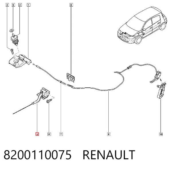 Puxador de abertura da capota 8200110075 Renault (RVI)