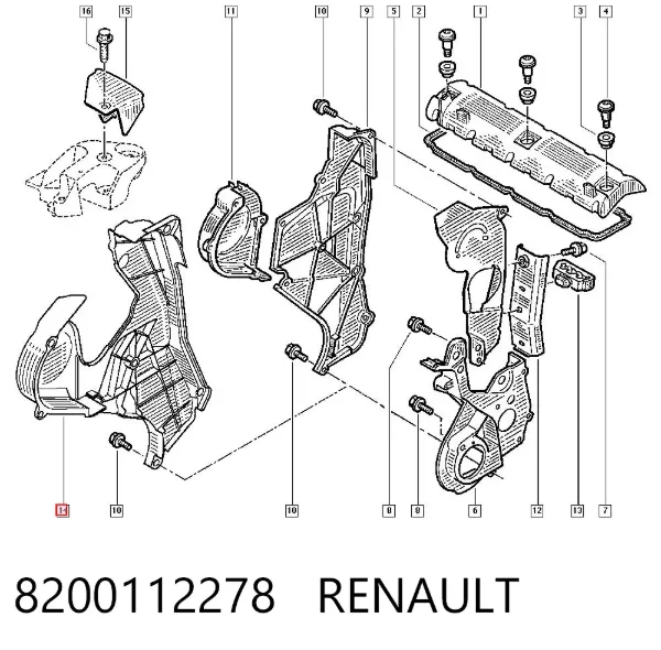 Proteção da correia do mecanismo de distribuição de gás 8200112278 Renault (RVI)