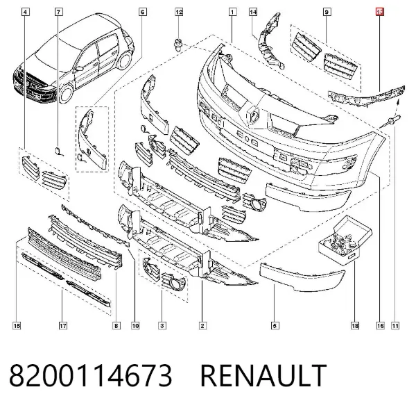 Consola do pára-choque dianteiro esquerdo 8200114673 Renault (RVI)