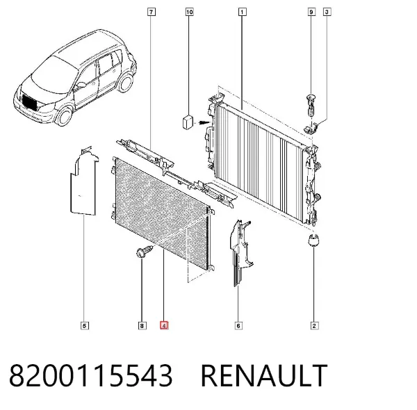 Radiador de aparelho de ar condicionado 8200115543 Renault (RVI)