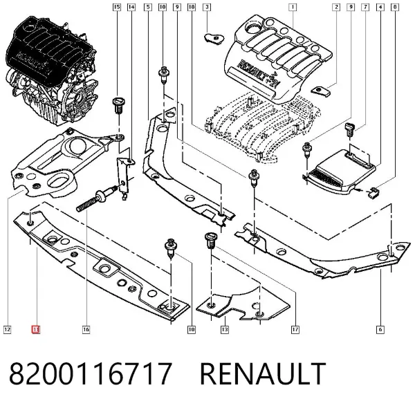Proteção do fecho da capota 8200116717 Renault (RVI)
