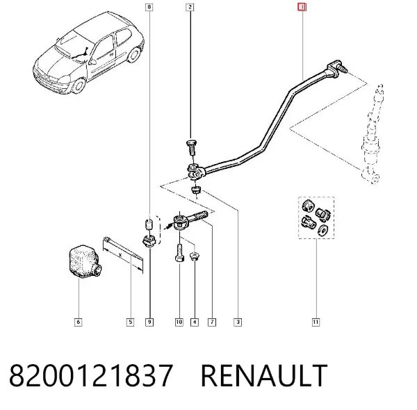 Barra de ligação da Caixa Automática de Mudança 8200121837 Renault (RVI)