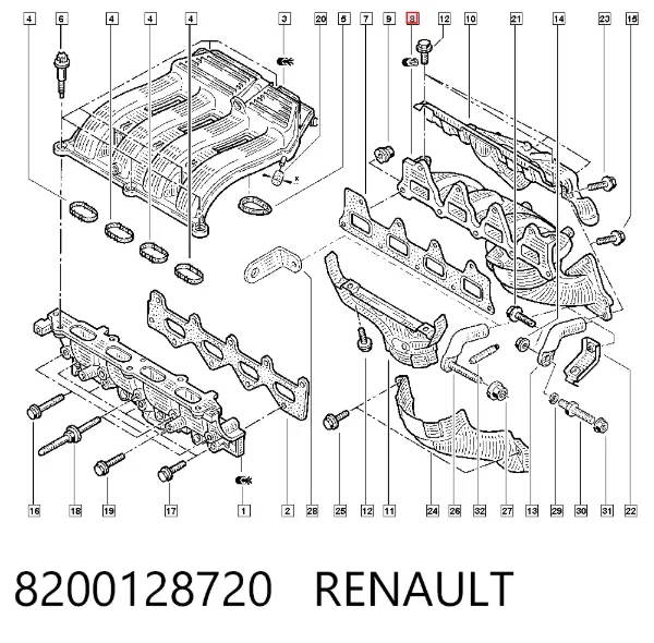 Tubo coletor de escape 8200128720 Renault (RVI)