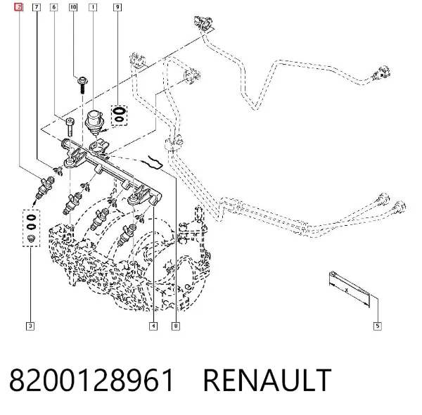 Injetor de injeção de combustível 8200128961 Renault (RVI)