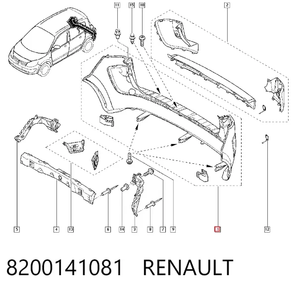 Pára-choque traseiro 8200141081 Renault (RVI)