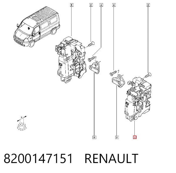 Fecho da porta dianteira esquerda 8200147151 Renault (RVI)