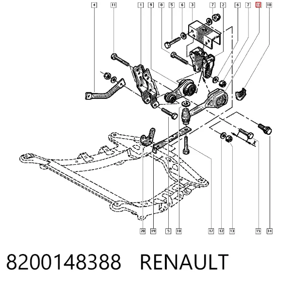 Coxim (suporte) traseiro de motor 8200148388 Renault (RVI)